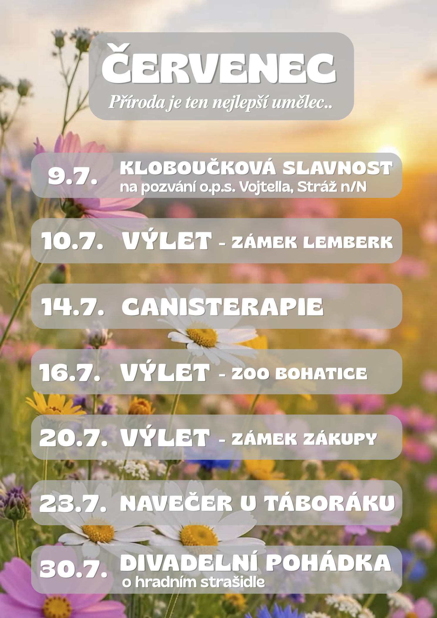 Program červenec 2026 - Týden 28